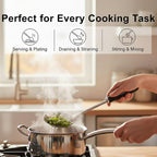 Stainless Cooking Utensils,Heavy-Duty Thickened Cooking Utensils,Kitchen Tools Include Solid & Slotted Spatula,Soup Ladle,Egg Whisk,Tongs,Skimmers