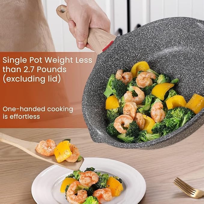 Induction Nonstick Skillet Frying Pan,Swiss medical stone Omelette Pan, Scratch-Resistant Safe Cookware Set，PFOA Free (9.5 inch)