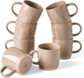 famiware Coffee Mugs for 8, 13 oz Mug Set, Dringking Cup with Handle for Coffee, Tea, Cocoa, Milk, Milkyway Serise, Cinnamon Brown