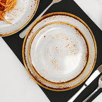 TP 12-Piece Melamine Dinnerware Sets, Plates and Bowls Dishes Set for 4, Break-Resistant & Non-Microwavable, Lightweight Dinner Plates, Grey Swirl