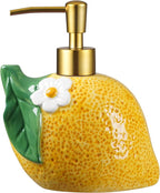 RQYIXI 17 OZ Lemon Ceramic Soap Dispenser with ABS Pump,Refillable Liquid Bathroom soap Dispenser for Lotion ,Body Wash ,Cute Kitchen Soap Dispenser for Dish Soap,Hand Soap
