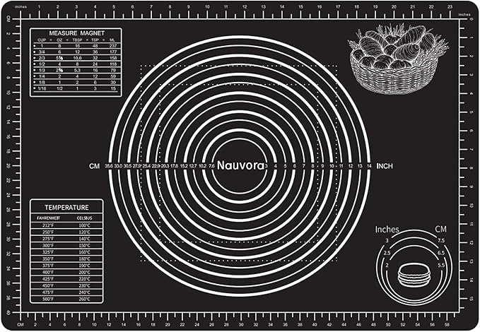 Extra Large Baking Mat - 26" Silicone Pastry Mat, Reusable Non-Stick Dough Mat with Measurement for Fondant, Rolling Dough, Pie Crust, Pizza and Cookies, Black