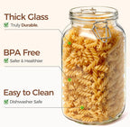 ComSaf 3-Pack 78oz Large Square Glass Jars, Airtight Canisters for Bulk Food Storage, Space-Saving Containers for approx. 4lb of Sugar, Coffee & Pantry Organization, Wide Mouth Design