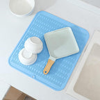 MicoYang Silicone Dish Drying Mat for Multiple Usage,Easy clean,Eco-friendly,Heat-resistant Silicone Mat for Kitchen Counter or Sink,Refrigerator or Drawer Liner Light Blue 2XL 24 inches x 18 inches
