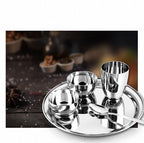 Stainless Steel Dinnerware Set of 32 Pcs (Dinner Plates, Cups, Dishes, Bowls) Metal Dinnerware Sets, Dishwasher Safe, Reusable Dinner Set for Home Kitchen Camping - Service for 4