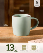famiware Mercury Coffee Mugs 13 oz, Coffee Mugs Set of 4 with Handle, Cups for Latte, Hot Tea, Cappuccino, Mocha, Cocoa, Light Green