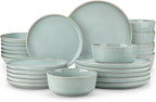 vancasso ANYA 24 Pieces Plates and Bowls Set, Mint Green Dinnerware Sets, Reactive Glaze Dishes Set for 6, Ceramic Dishware Sets Kitchen Dinner Set, Microwave & Dishwasher Safe