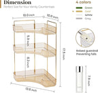 Aveniee Corner Bathroom Counter Organizer, Bathroom Countertop Shelf Makeup Organizer for Vanity Perfume Tray for Corner Storage (3 Tiers, Gold)