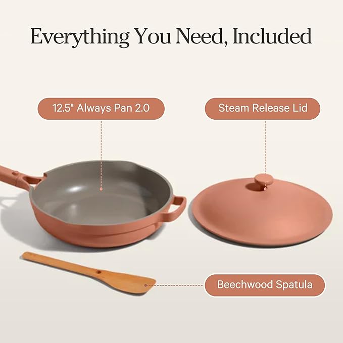 Our Place Large Always Pan | 12.5" Ceramic Pan with Modular Lid & Beechwood Spatula | Patented 10-in-1 Nonstick, Non-Toxic Cookware Made Without PFAS | Induction & Oven-Safe up to 450°F | Spice