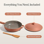 Our Place Large Always Pan | 12.5" Ceramic Pan with Modular Lid & Beechwood Spatula | Patented 10-in-1 Nonstick, Non-Toxic Cookware Made Without PFAS | Induction & Oven-Safe up to 450°F | Spice