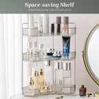Aveniee Corner Bathroom Counter Organizer, Bathroom Countertop Shelf Makeup Organizer for Vanity Perfume Tray for Corner Storage (3 Tiers, Grey)