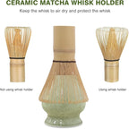 Matcha Whisk Set, 8pcs Japanese Ceremonial Matcha Kit include Mixing Bowl with Spout, Bamboo Whisk and Holder, Bamboo Matcha Scoop and Spoon for Matcha Tea Lovers
