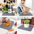 WISELIFE Dish Drying Mat Super Absorbent Drying Mat Large Dish Drying Mats for Kitchen Counter Easy Clean Dish Mat Kitchen Drying Mat15"x 18" Classic Grey