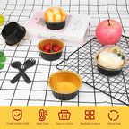 LNYZQUS 5oz Mini Cake Baking Pans with Lids 100 Pack, Disposable Aluminum Cupcake Pan Small Muffin Tins,Mini Foil Baking Cups Containers for Custard Creme Brulee-Black