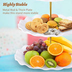 BACUTHY 3 Tier Cupcake Stand Holder, Plastic Cup Cake Stand Towel with Tiered Serving Tray for Cupcakes, Donuts, Fruits and More, White (White)