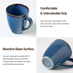 MONITO 17 OZ Coffee Mugs Set of 6, Large Ceramic Blue Coffee Mugs Set with handle for Tea/Latte/Milk/Cocoa, Funny Tea Cups for Office and Home, Engagement Gifts. (Starry Blue)