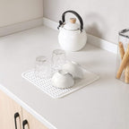 MicoYang Silicone Dish Drying Mat for Multiple Usage,Easy clean,Eco-friendly,Heat-resistant Silicone Mat for Kitchen Counter or Sink,Refrigerator or Drawer liner White M 12 inches x 12 inches