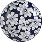 Gibson Home Heritage Sky 4-Piece Pasta Bowl Set, 8 Inch Round Stoneware Bowls, Blue & White Floral Design, Decorative Everyday Use