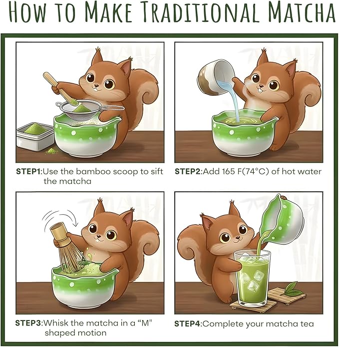 Cute Mushroom Matcha Bowl Set, Traditional Japanese Matcha Tea Ceremony Kit, Handcrafted Ceramic Whisk Holder and Bowl, Green