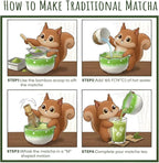 Cute Mushroom Matcha Bowl Set, Traditional Japanese Matcha Tea Ceremony Kit, Handcrafted Ceramic Whisk Holder and Bowl, Green