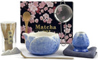 Matcha Whisk Set, Ceramic Matcha Set, Matcha Bowl with Spout and Whisk,8 pcs Matcha Tea Kit for Matcha Lovers, Ideal Gift Christmas, Birthday (Blue)