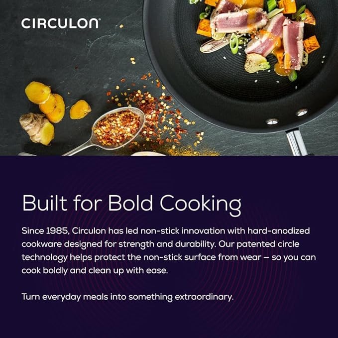 Circulon Symmetry Hard Anodized Nonstick Frying Pan Set / Skillet Set - 10 Inch and 12 Inch, Black