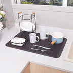 MicoYang Silicone Dish Drying Mat for Multiple Usage,Easy clean,Eco-friendly,Heat-resistant Silicone Mat for Kitchen Counter or Sink,Refrigerator or Drawer Liner Coffee 3XL 28 inches x 18 inches
