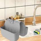 Sponge Holder for Kitchen Sink, Silicone Sink Saddle Caddy Organizer Rack, Sponges Holder Over Faucet, Hanging Kitchen Organizer Accessories Rack Basket - Grey
