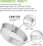 E-far 11 Inch Cake Pan Set of 3, Stainless Steel Round Cake Baking Pans, Non-Toxic & Healthy, Mirror Finish & Dishwasher Safe