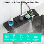 17.7inch Faucet Mat for Kitchen Sink [5°Slope Fast Self-draining] Kitchen Sink Splash Guard Silicone Kitchen Sink Faucet Mat Splash Guard for Kitchen Sink Area Tidy Splash Faucet Guard Draining Mat