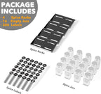 SpaceAid Spice Drawer Organizer with 16 Spice Jars, 386 Spice Labels, 4 Tier Seasoning Rack Tray Insert for Kitchen Drawers, 7.5" Wide x 17.5" Deep