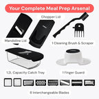 Fullstar All in One Vegetable Chopper and Mandoline Slicer - Food Chopper with Container and Julienne Slicer, Fruit Slicer, Veggie Cutter, Kitchen Gadgets & Gift for Mom (8 in 1, Black)