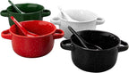 ZENVY Soup Bowl Set of 4 | Ceramic Soup Bowls and Spoons | 22 Ounce (Speckled Glaze)