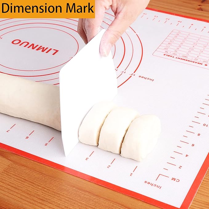 Silicone Baking Mat，Non Stick Rolling Dough with Measurements for Pie Pizza Cookies Fondant Making，Extra Thick Non Slip Silicone Pastry Mat (Red, XXL-24"×32")