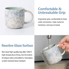 MONITO 12 OZ Coffee Mugs Set of 4, Ceramic Coffee Mugs,Modern Coffee Mugs Set with handle for Tea/Latte/Cappuccino/Milk/Cocoa. (BLUE, 4 Count（Pack of 1)