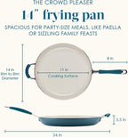 Rachael Ray Cucina Ceramic Nonstick Frying Pan/Skillet, Dishwasher Safe, 14 Inch Open Fry Pan - Marine Blue