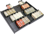Bamboo Spice Drawer Organizer, (Need 3.1” Deep Drawer) Expandable 4 Tier Spice Rack for Cabinet (From 12" to 23" Wide), Seasoning Storage Insert, Spice Organizer for Drawer,Jars Not Included