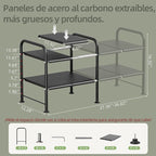 NETEL Under Sink Organizers and Storage,2 Tier Shelf Under Bathroom Sink,Cabinet Organizer with 8 Removable Carbon Steel Panels，Partition Height Adjustable,(27.36-36.02)" W x 12.28" D x 16.93" H