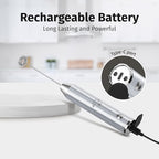 Zulay Kitchen Rechargeable Milk Frother Handheld Lux - Powerful 2-Speed Motor, Waterproof, 2000mAh Battery - Drink Mixer for Latte, Cappuccino, Matcha & Protein Powder - Pure Silver