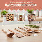 5-Piece Wooden Spoons for Cooking – Smooth Finish Teak Wood Utensils – Comfortable Grip Cooking Wood Tools Non-Stick Safe Easy to Clean Heat Resistant Scratch-Free Set
