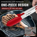 Walfos Kitchen Tongs - 7" 9" and 12" Heat Resistant Cooking Tongs, Stainless Steel and BPA Free Silicone Tips, Great for Cooking, Salad, Grilling, Turning, Dishwasher safe,set of 3
