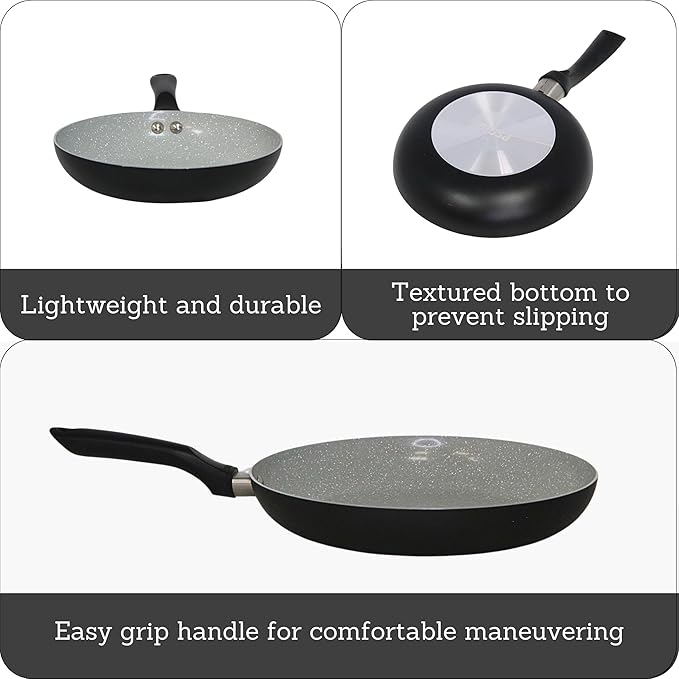 IMUSA 9.5" Premier Ceramic Nonstick Fry Pan with Cool Touch Handle, Matte Black