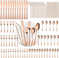 84 Pieces Mirror Rose Gold Silverware Service for 12 Flatware Set Stainless Steel Utensils Cutlery Set Dishwasher Safe