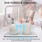 Diatomite Soap Dish, Water Absorbing Stone Tray, Kitchen Sink Organizer, Fast Drying Counter Holder (White, 9.5" x 4"/24 x 10cm)