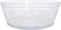 Boston International Vintage-Inspired Glass Serving Bowl with Embossed Floral Pattern for Salad Snacks Dinner, Large 7" x 2.75", Clear Codi