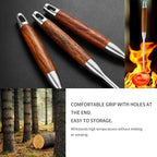 18/10 Stainless Steel Kitchen Utensils Set with Wood Handle Metal Cooking Utensils Set, 6-Piece - Spatula, Spoon, Ladle, Skimmer, Slotted Spoon, Pasta