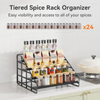Spice Rack 4 Tier Kitchen Cabinet Organizer,Countertop Spice Rack,Tier Depth Adjustable Cabinet Shelf,Step Spice Organization Easy Visibility,Holds Seasoning and Condiments 2Pack