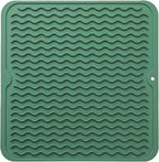 MicoYang Silicone Dish Drying Mat for Multiple Usage,Easy clean,Eco-friendly,Heat-resistant Silicone Mat for Kitchen Counter or Sink,Refrigerator or Drawer liner Green M 12 inches x 12 inches