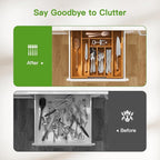Pipishell Bamboo Expandable Drawer Organizer for Utensils Holder, Adjustable Silverware Organizer Cutlery Tray, Drawer Dividers for Utensils, Flatware, Knives in Kitchen, Bedroom, Living Room(M-Brown)