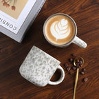 MONITO 12 OZ Coffee Mugs Set of 4, Ceramic Coffee Mugs,Modern Coffee Mugs Set with handle for Tea/Latte/Cappuccino/Milk/Cocoa. (Beige-brown, 4 Count（Pack of 1）)